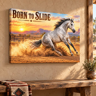 Geboren om te glijden Dapple Gray Quarter Horse bi Canvas Afdruk