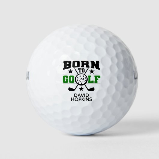 Geboren om te golfen Monogram Groene Golfballen (Voorkant)