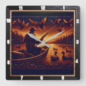Geboren om te jagen Sunrise Duck Hunter Vierkante Klok (Voorkant)