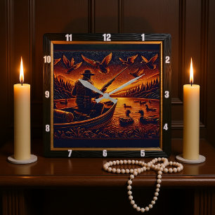 Geboren om te jagen Sunrise Duck Hunter Vierkante Klok