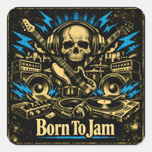 Geboren om te Jammen – Improvisatie Muziek Ziel Vierkante Sticker