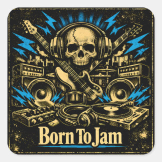 Geboren om te Jammen – Improvisatie Muziek Ziel Vierkante Sticker