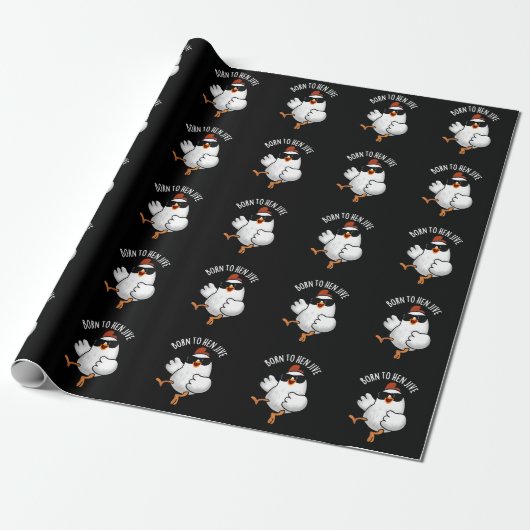 Geboren om te Jive Funny Chicken Pun Dark BG Cadeaupapier (Uitgerold)