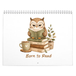 Geboren om te lezen Cute Uil Boekliefhebber  Kalender