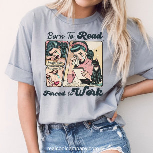 Geboren om te Lezen Gedwongen om te Werken Retro V Tri-Blend Shirt