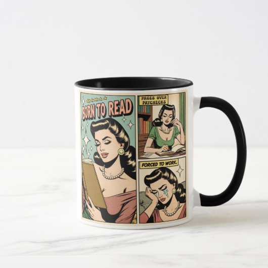 Geboren om te lezen Retro Funny Book Cup voor leze Mok (Rechts)