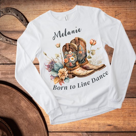 Geboren om te Line Dance Laarzen Bloemen T-shirt