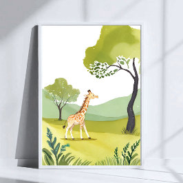 Geboren om te Ontdekken | Watercolor Giraffe Kunst Poster