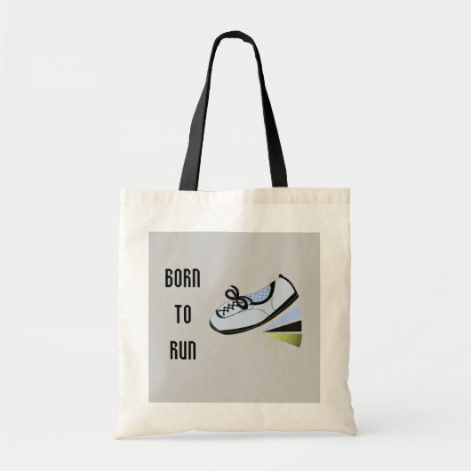Geboren om te rennen tote bag (Voorkant)
