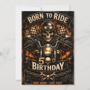 Geboren om te rijden 50e verjaardag Biker Schedel Feestdagenkaart
