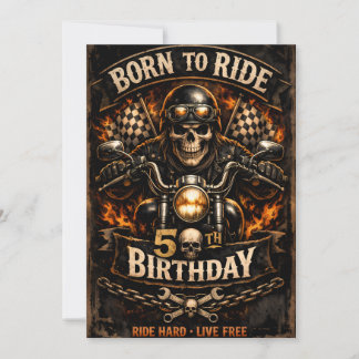 Geboren om te rijden 50e verjaardag Biker Schedel Feestdagenkaart