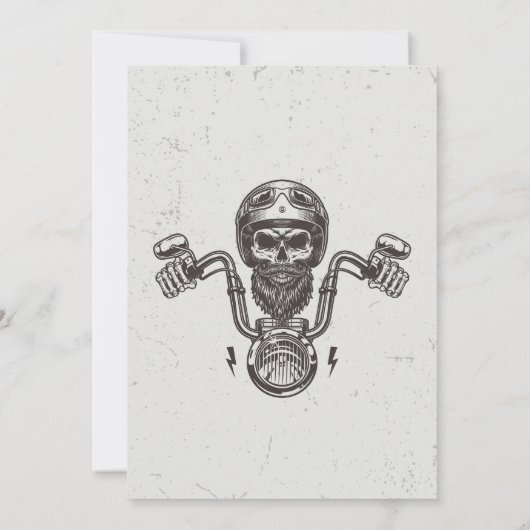 Geboren om te rijden biker verjaardag schedel kaart (Achterkant)