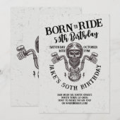Geboren om te rijden biker verjaardag schedel kaart (Voorkant / Achterkant)