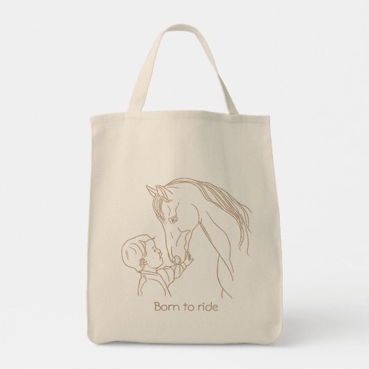 Geboren om te rijden: Kind & Paard Canvas Tote Bag (Achterkant)