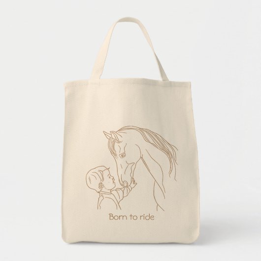 Geboren om te rijden: Kind & Paard Canvas Tote Bag (Voorkant)