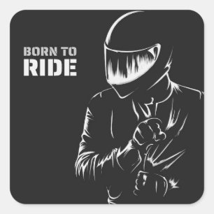 "GEBOREN OM TE RIJDEN" Motorrijder Helm Vierkante Sticker