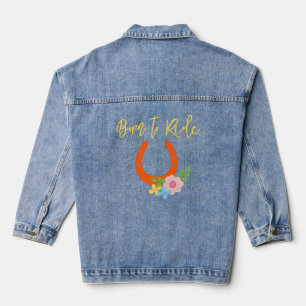 Geboren om te rijden Paarden Sinaasappel Hoefijzer Denim Jacket