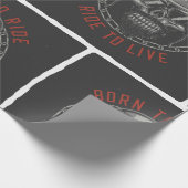 Geboren om te rijden Skull Biker rijden om te leve Cadeaupapier (Hoek)