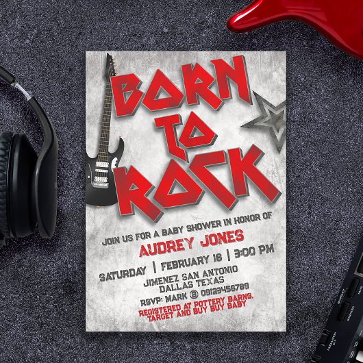 Geboren om te Rocken - Baby Borrel Kaart