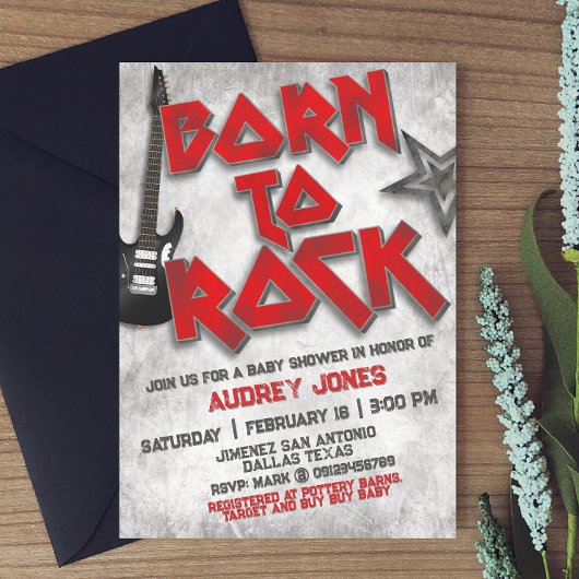 Geboren om te Rocken - Baby Borrel Kaart