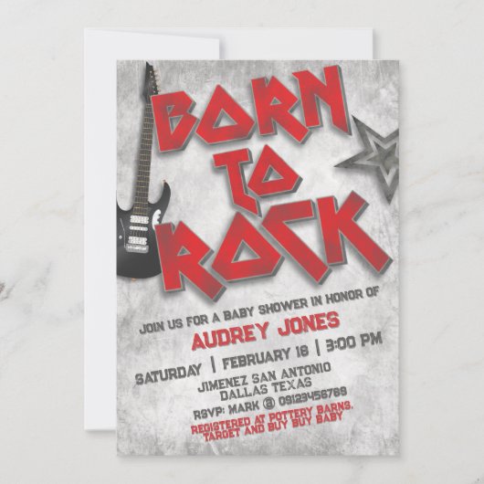 Geboren om te Rocken - Baby Borrel Kaart (Voorkant)