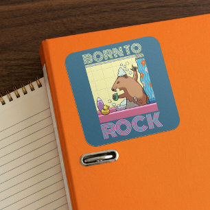 Geboren om te Rocken (Bewerkbare tekst) zingende g Vierkante Sticker