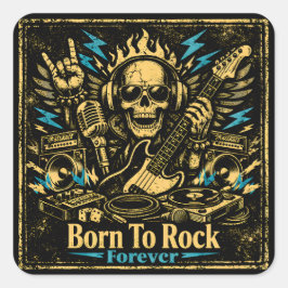 Geboren om te Rocken – Rockmuziek DNA trots Vierkante Sticker