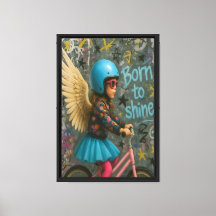 Geboren om te schijnen Engel Meisje Canvas Muur Ku