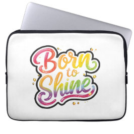 Geboren om te schijnen trots | LGBTQ Regenboog Cit Laptop Sleeve