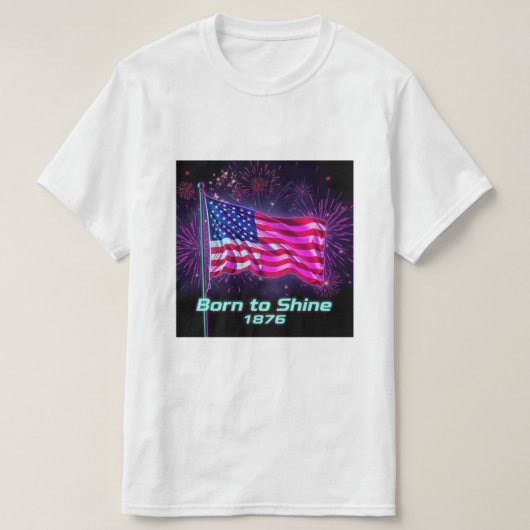 Geboren om te schitteren - 1776 Glitch Neon Flag T T-shirt (Design voorkant)