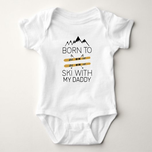 Geboren om te skiën met papa - Ski Baby - Skier Romper (Voorkant)