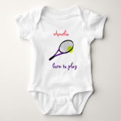 Geboren om te spelen, Tennis Ball en Racquet, Pers Romper (Voorkant)