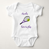 Geboren om te spelen, Tennis Ball en Racquet, Pers Romper (Voorkant)