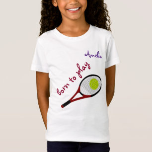 Geboren om te spelen, Tennis Ball en Racquet, Pers T-shirt