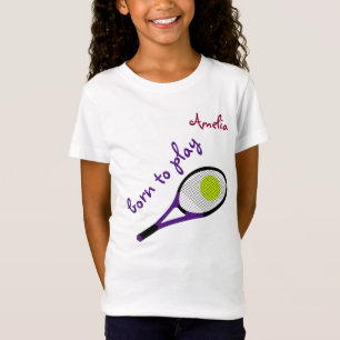 Geboren om te spelen, Tennis Ball en Racquet, Pers T-shirt