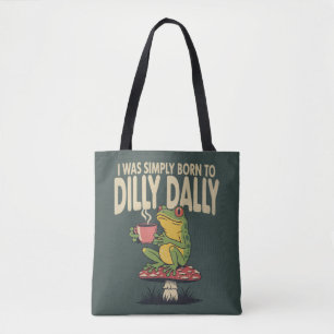Geboren om te treuzelen Vintage Kikker Grappig Ret Tote Bag