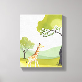 Geboren om te Verkennen | Giraffe Watercolor Kinde Canvas Afdruk