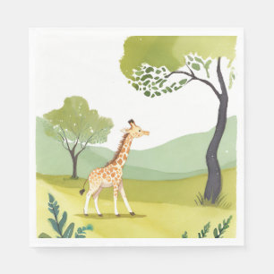 Geboren om te Verkennen   Giraffe Watercolor Schil Servet