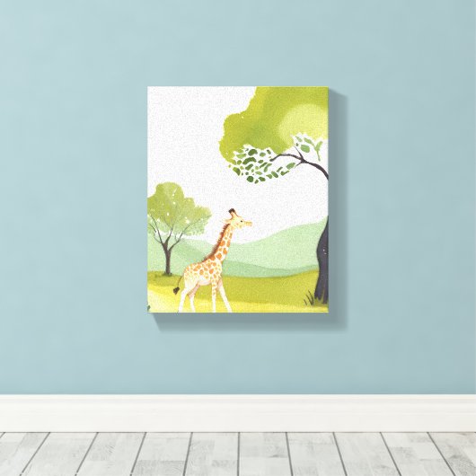 Geboren om te verkennen | Giraffe Waterverf Nurser Canvas Afdruk (Insitu (Houten vloer))