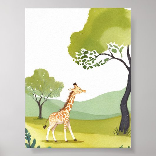 Geboren om te verkennen | Giraffe Waterverf Nurser Poster (Voorkant)