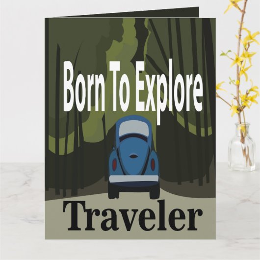 Geboren om te verkennen road trip reizen groet kaart (Gele Bloem)
