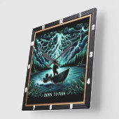 Geboren om te vissen Aquatic Lightning Vierkante Klok (Hoek)