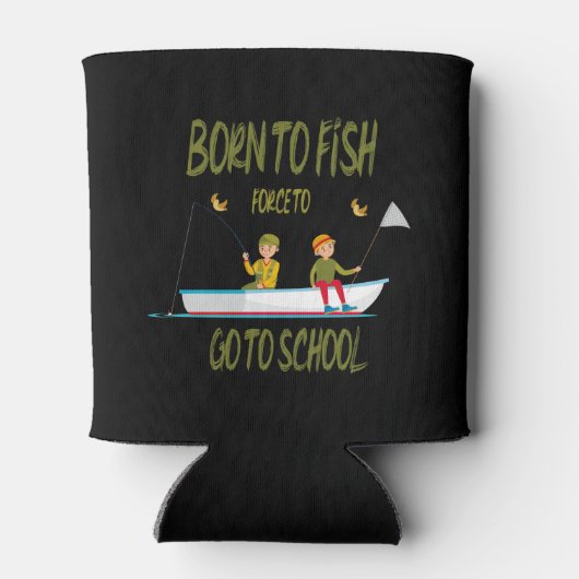 Geboren om te vissen - ga naar school blikjeskoeler (Achterkant)