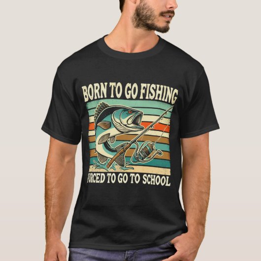 Geboren om te vissen op baars t-shirt (Voorkant)