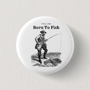 Geboren om te vissen ronde button 3,2 cm