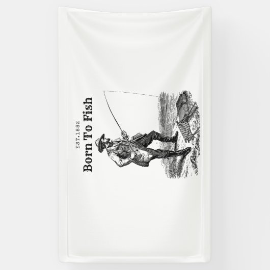 Geboren om te vissen spandoek (Verticaal)