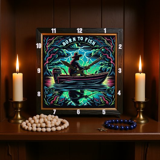 Geboren om te vissen Storm over stille wateren Vierkante Klok