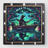 Geboren om te vissen Storm over stille wateren Vierkante Klok (Voorkant)