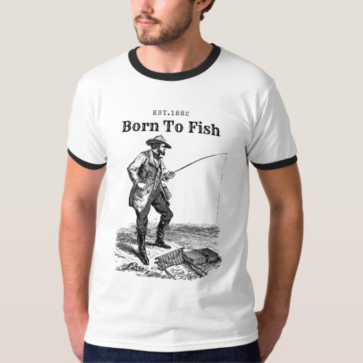 Geboren om te vissen t-shirt (Voorkant)