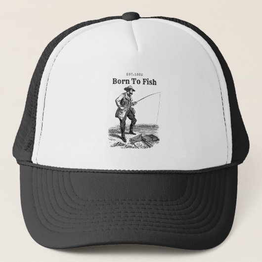 Geboren om te vissen trucker pet (Voorkant)
